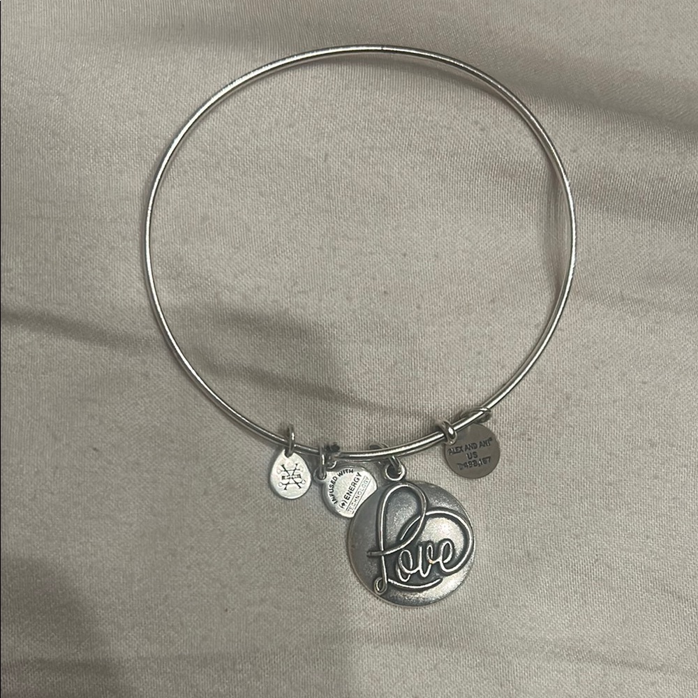 Alex and Ani Silver Love Charm Bracelet